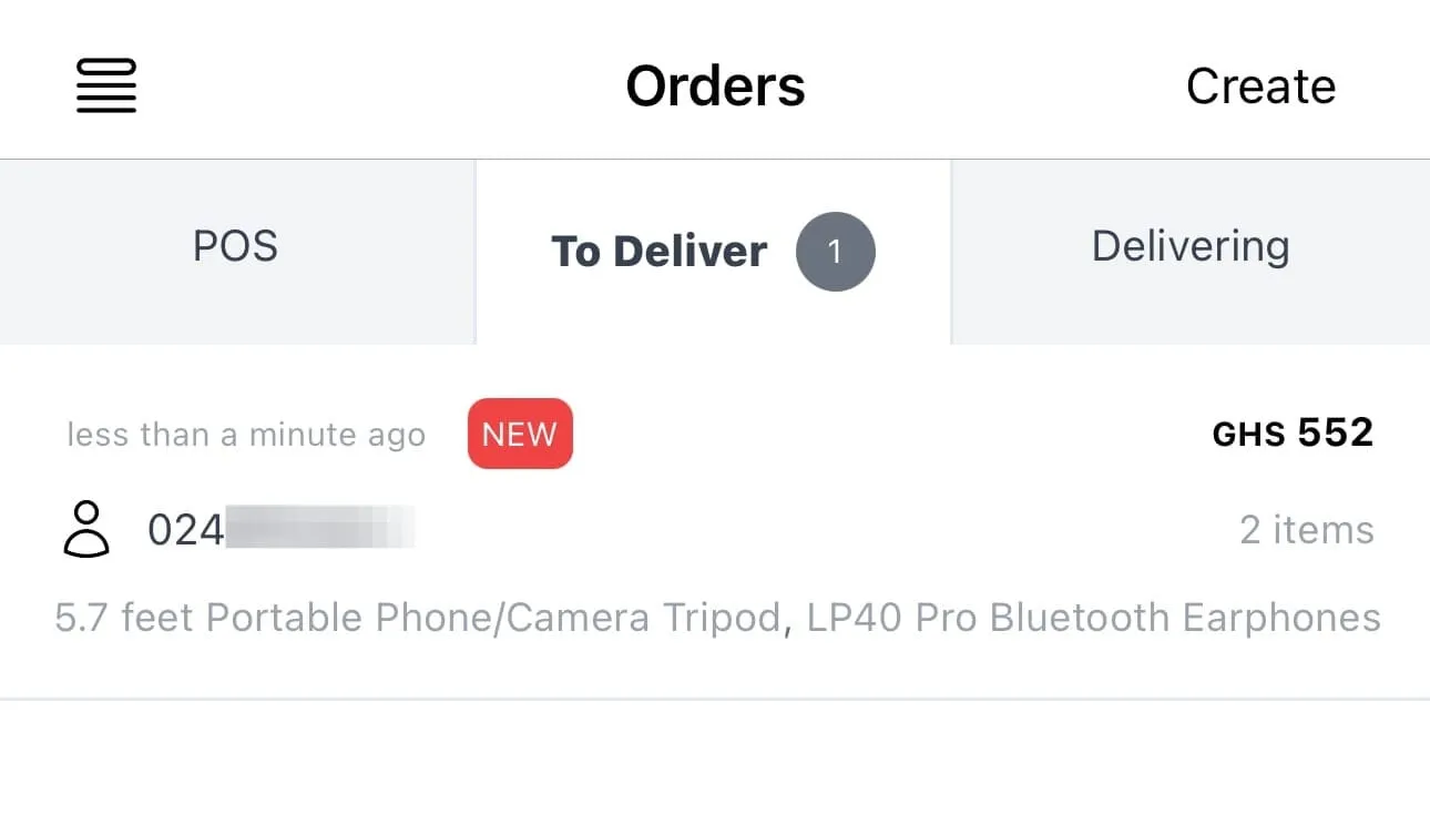 Order POS section