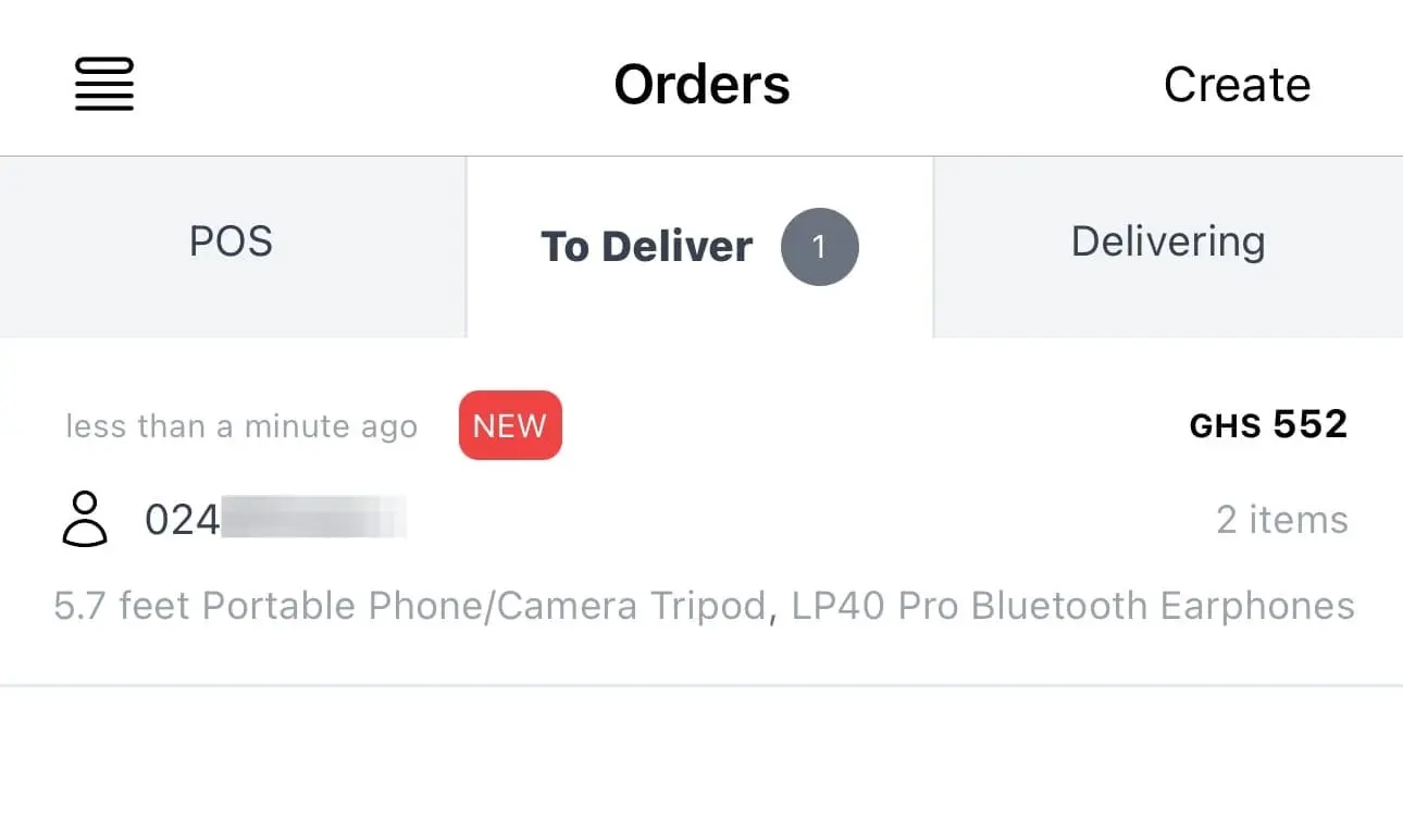 Order to delivery